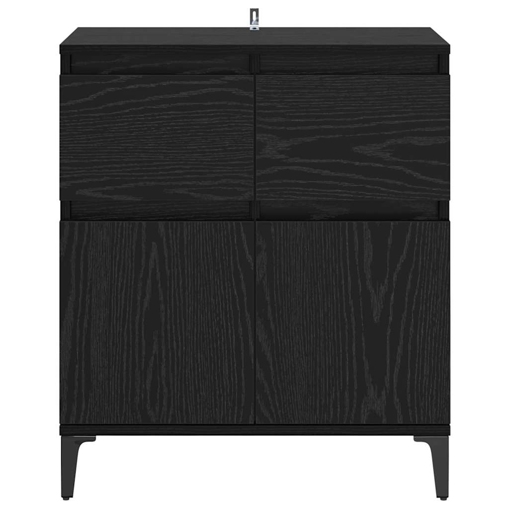 Serviesskap Svart Eik 60 X 35 X 70 Cm Ingeniørtre Og Jern