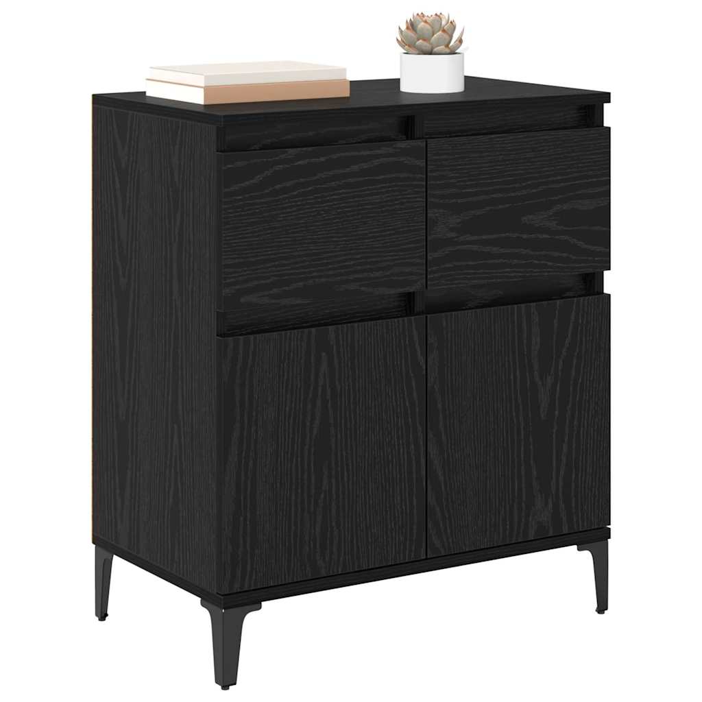 Serviesskap Svart Eik 60 X 35 X 70 Cm Ingeniørtre Og Jern