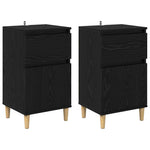 Nattbordskap 2 Pcs Svart Eik 40 X 35 X 70 Cm Konstruert Tre