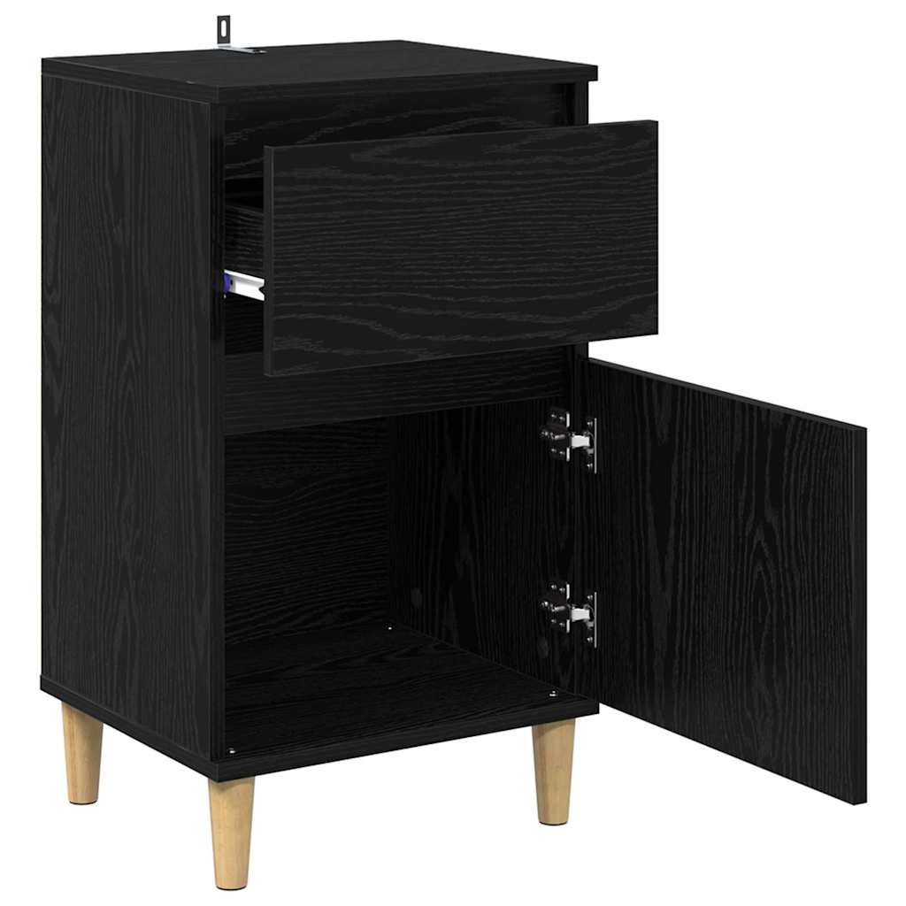 Nattbordskap 2 Pcs Svart Eik 40 X 35 X 70 Cm Konstruert Tre