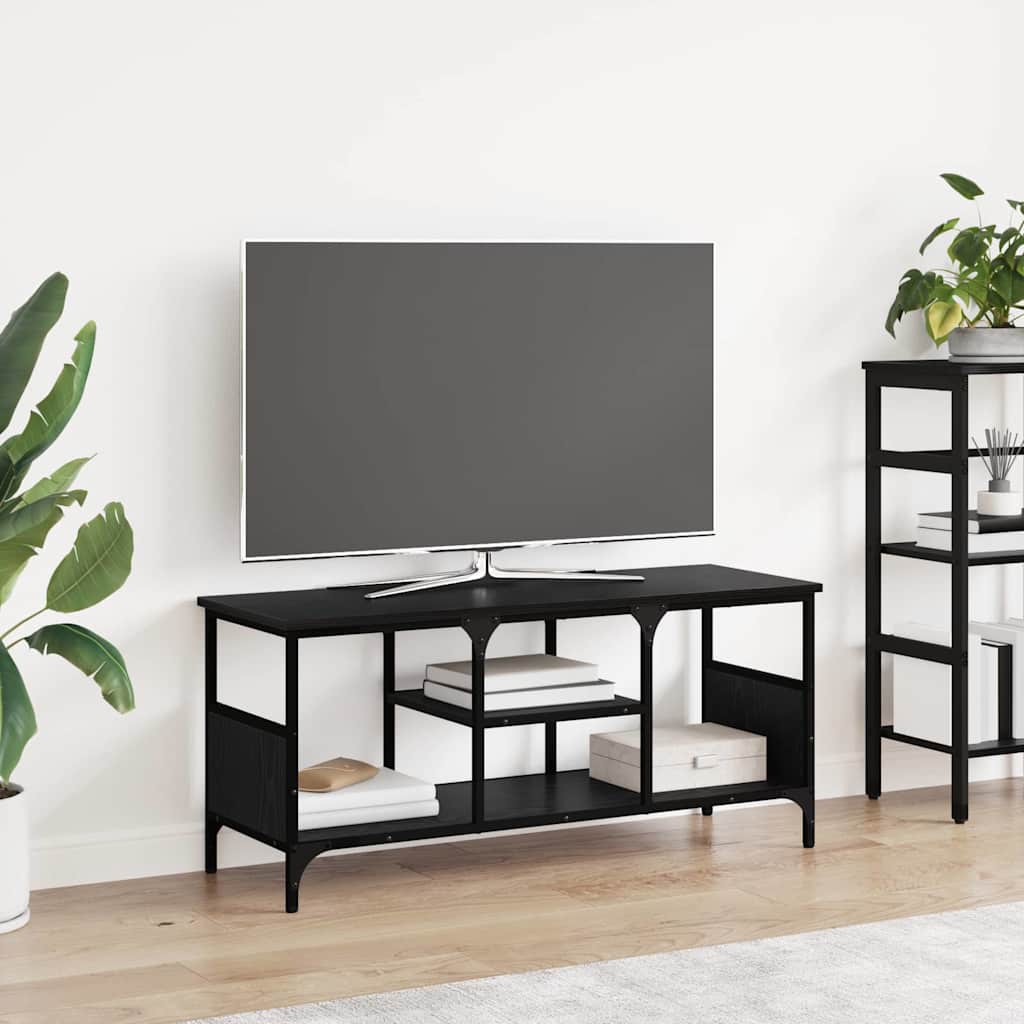 Tv-Skap Svart Eik 100 X 35 X 45 Cm Ingeniørtre Og Jern