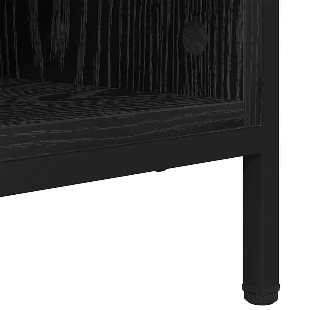 Sko Skap Svart Eik 131 X 35 X 50 Cm Ingeniørtre Og Jern