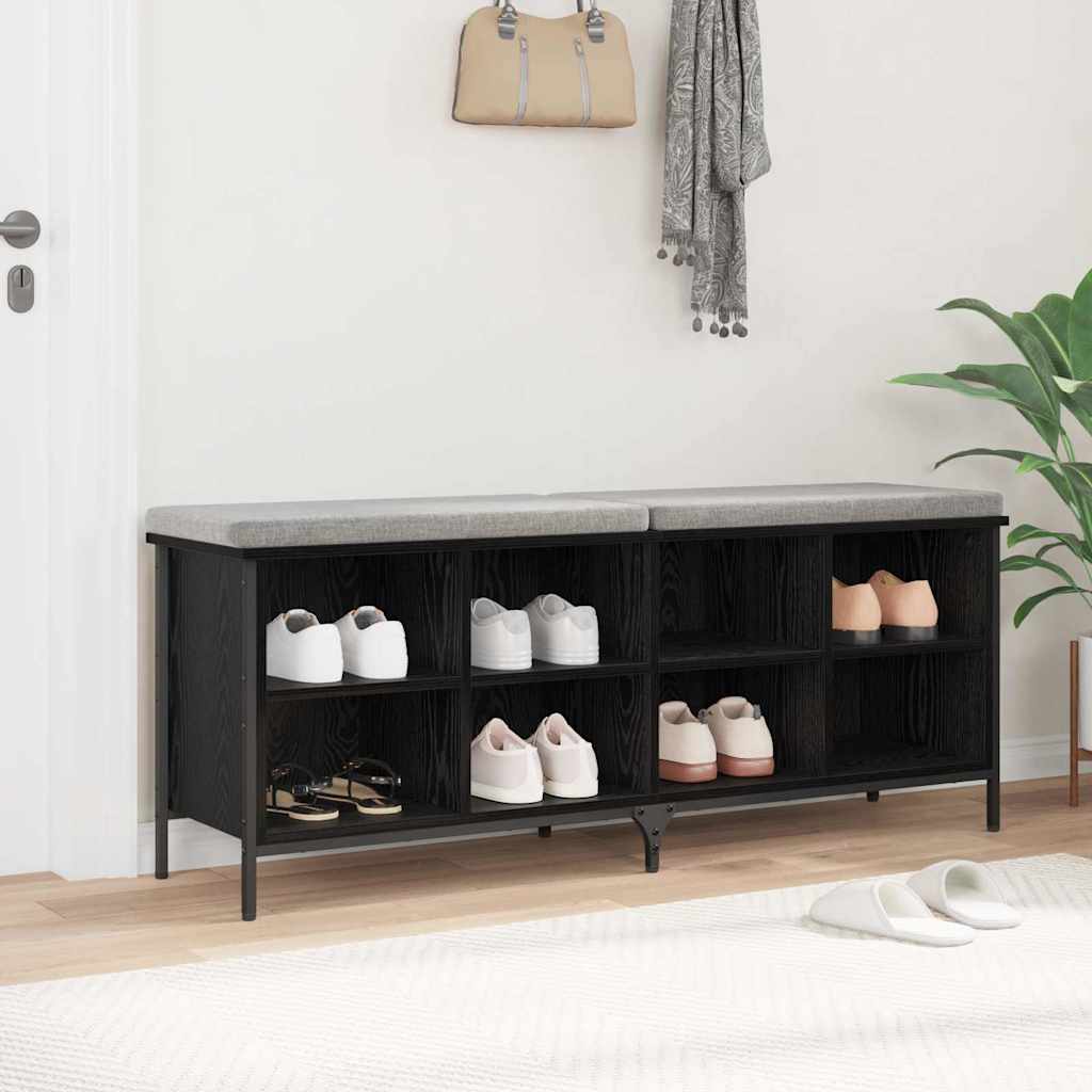 Sko Skap Svart Eik 131 X 35 X 50 Cm Ingeniørtre Og Jern