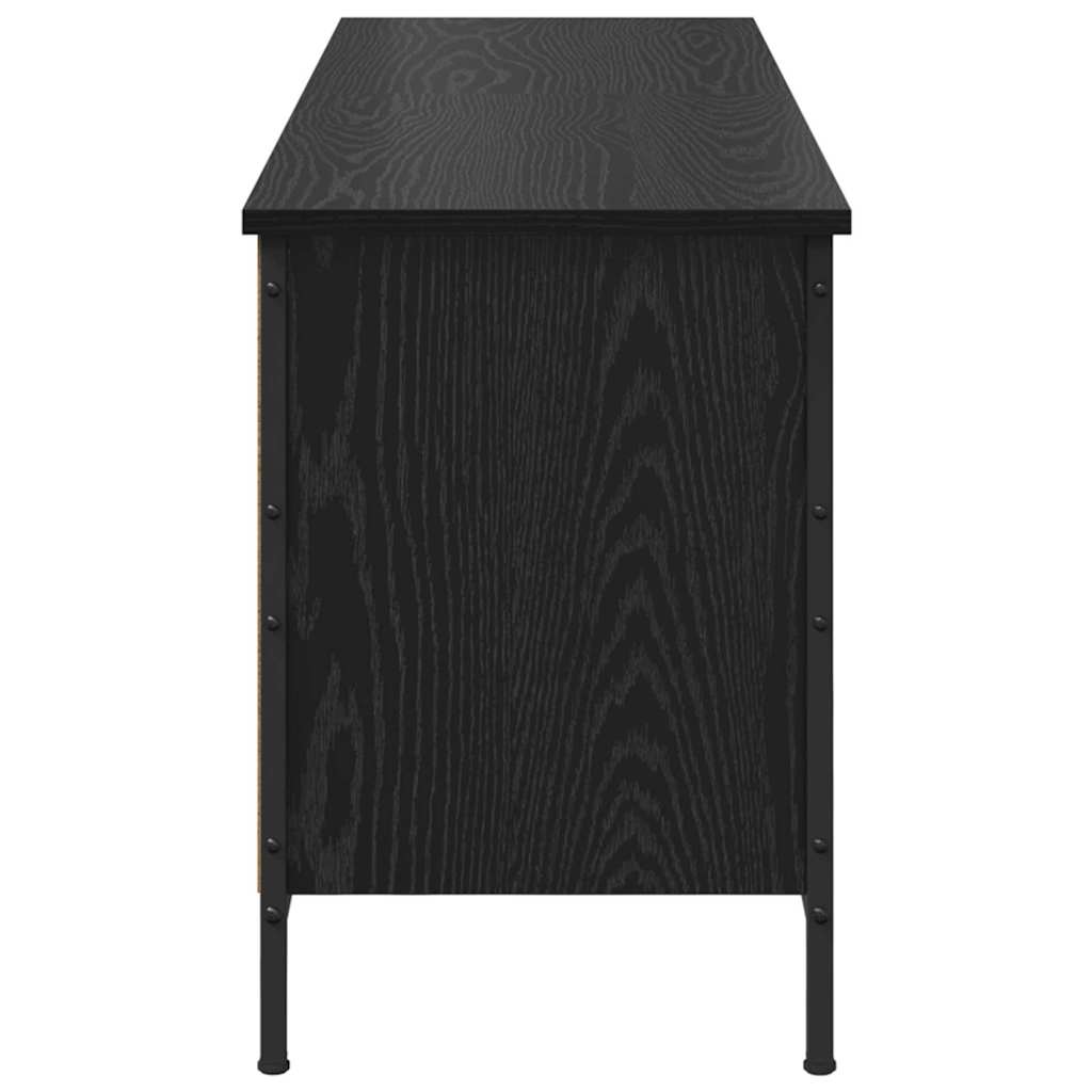 Sko Skap Svart Eik 131 X 35 X 50 Cm Ingeniørtre Og Jern