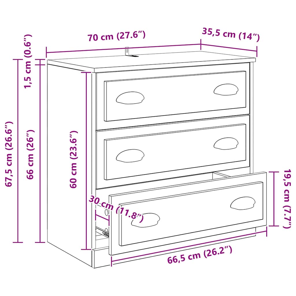 Serviesskap Svart Eik 70 X 35,5 X 67,5 Cm Konstruert Tre