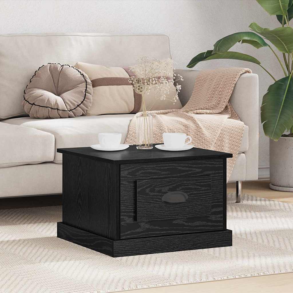 Kaffebord Med Skuff Svart Eik 50 X 50 X 35 Cm Konstruert Tre