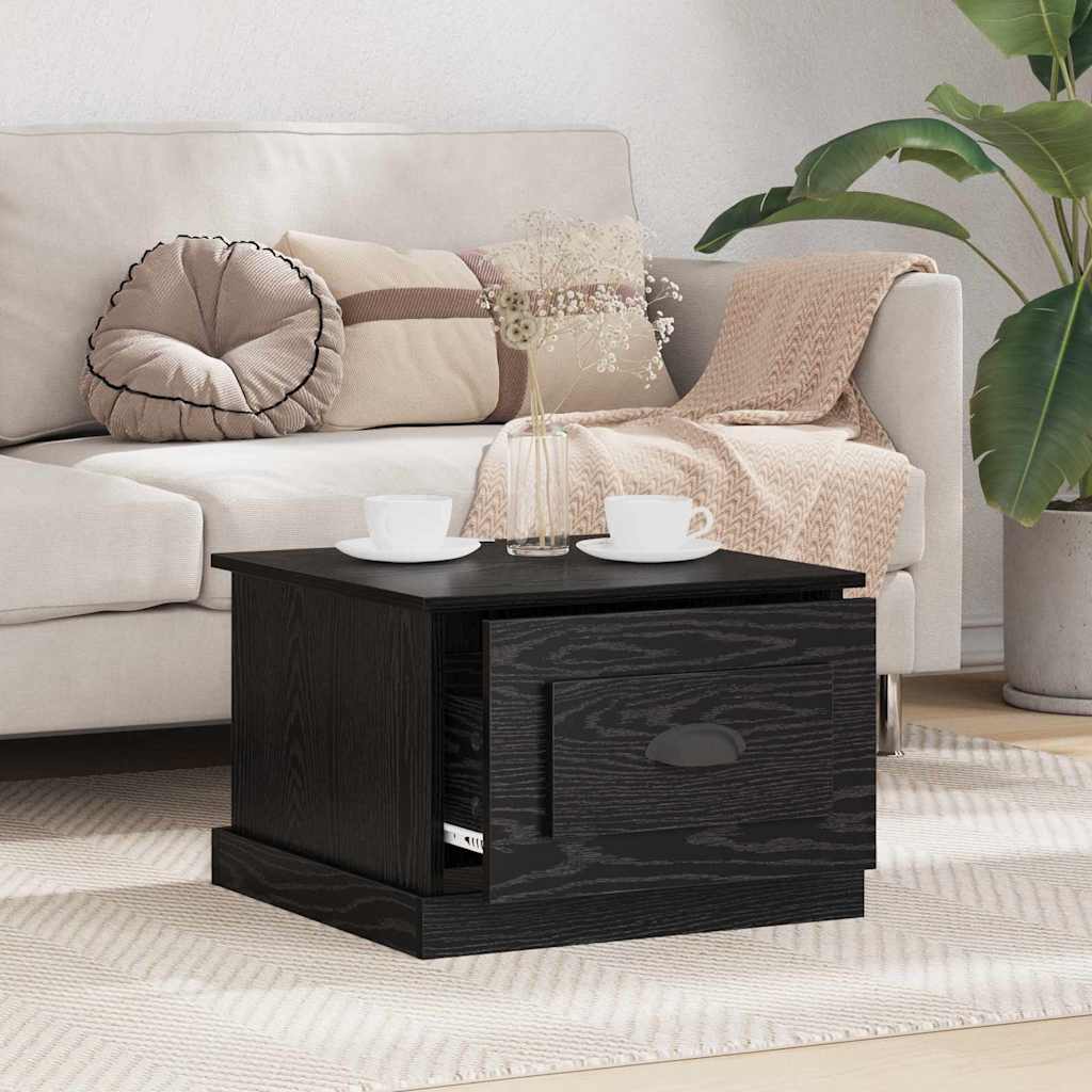 Kaffebord Med Skuff Svart Eik 50 X 50 X 35 Cm Konstruert Tre