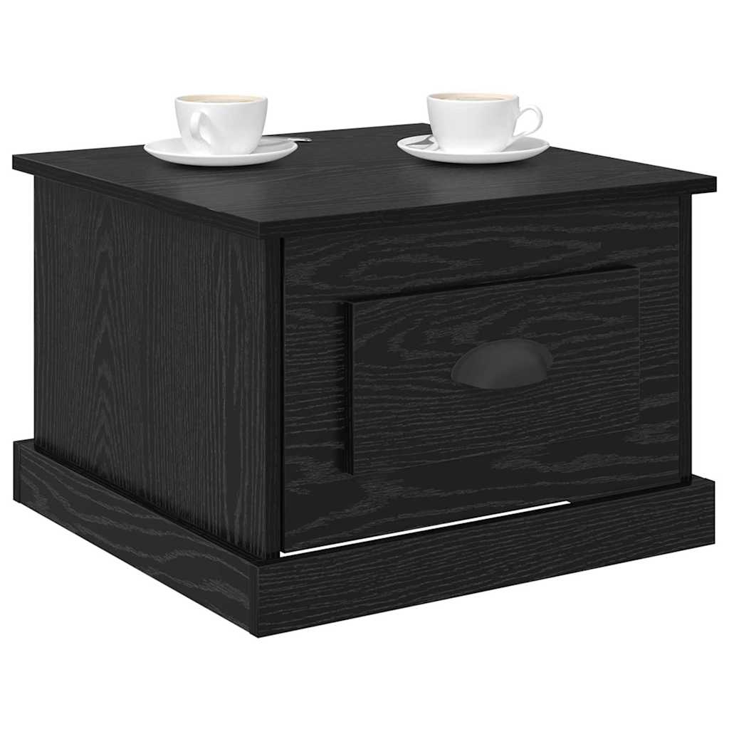 Kaffebord Med Skuff Svart Eik 50 X 50 X 35 Cm Konstruert Tre