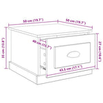 Kaffebord Med Skuff Svart Eik 50 X 50 X 35 Cm Konstruert Tre