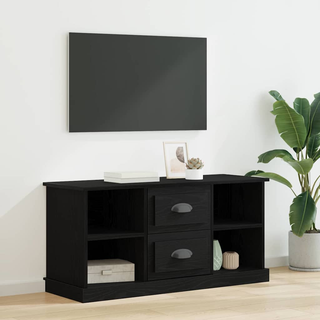 Tv-Skap Med Skuff Svart Eik 99,5 X 35,5 X 48 Cm Konstruert Tre