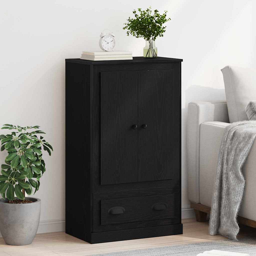 Høyskap Med Skuff Svart Eik 60 X 35,5 X 103,5 Cm Konstruert Tre