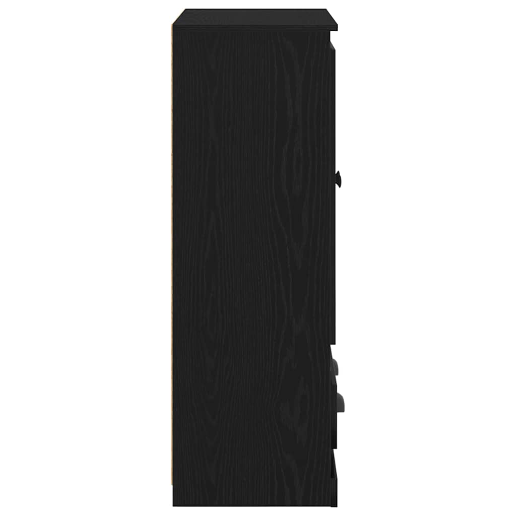 Høyskap Med Skuff Svart Eik 60 X 35,5 X 103,5 Cm Konstruert Tre
