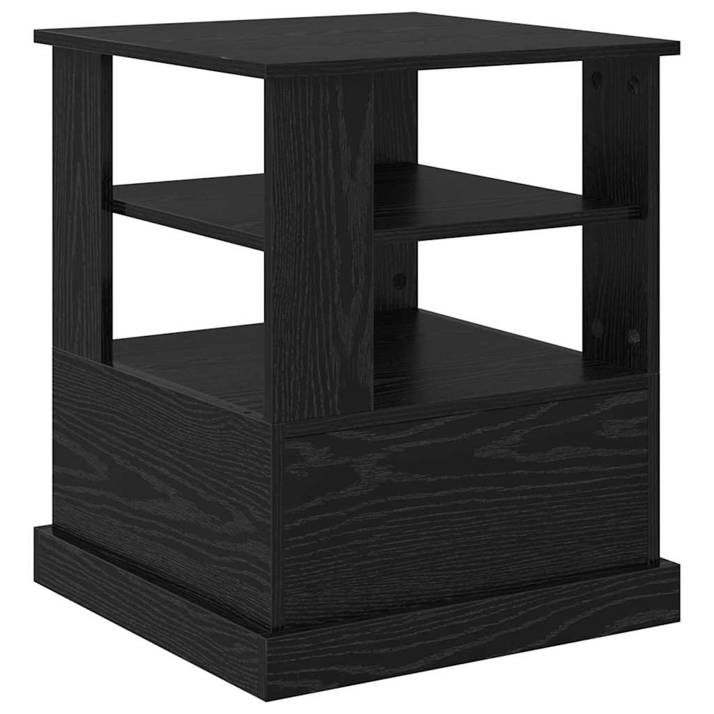 Nattbordskap Med Skuff Svart Eik 50 X 50 X 60 Cm Konstruert Tre