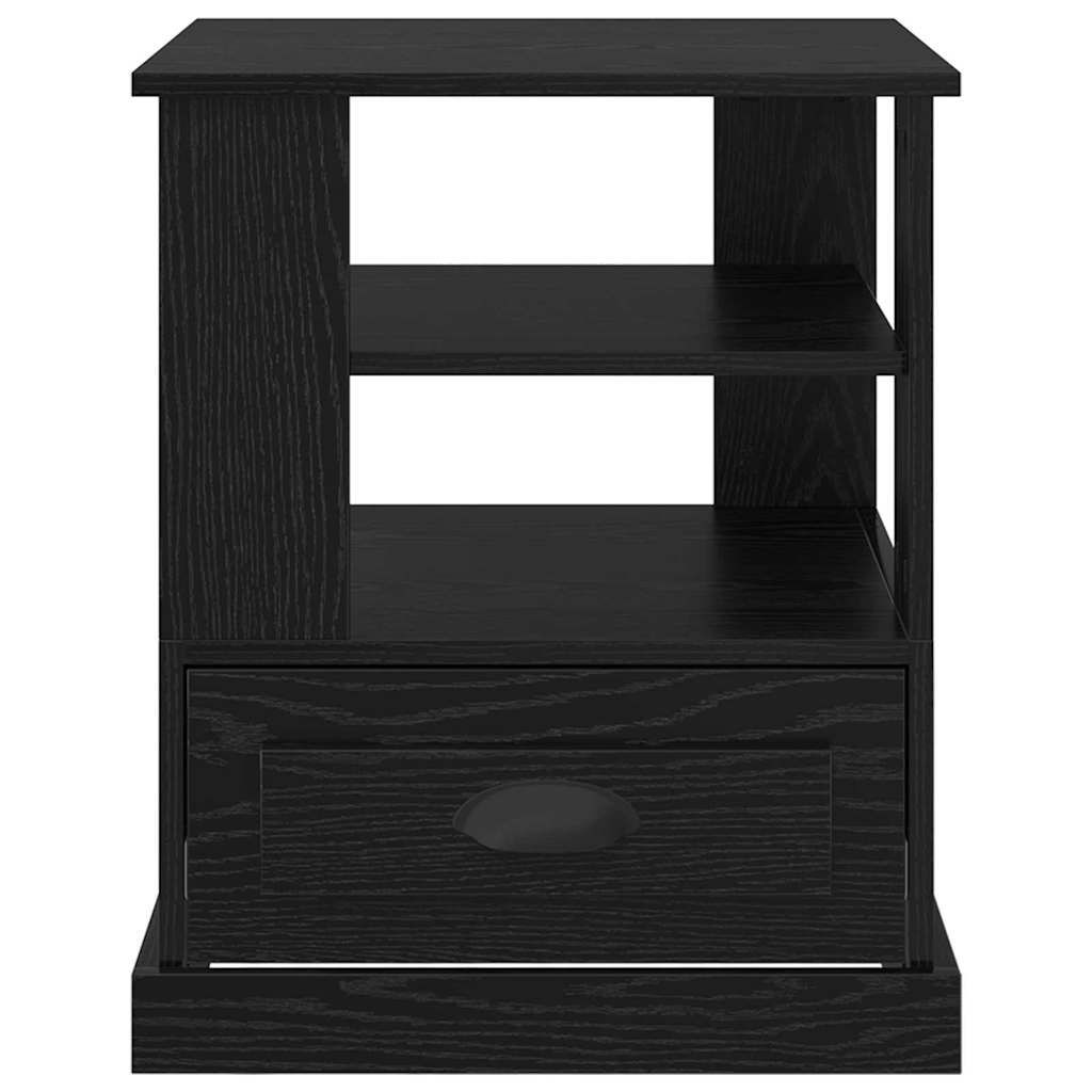 Nattbordskap Med Skuff Svart Eik 50 X 50 X 60 Cm Konstruert Tre