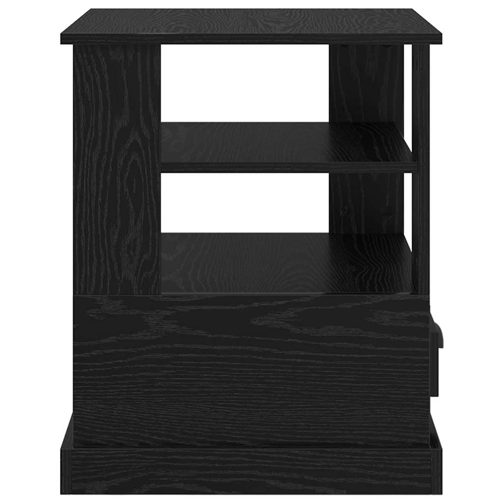 Nattbordskap Med Skuff Svart Eik 50 X 50 X 60 Cm Konstruert Tre