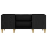 Plateskap Svart Eik 121 X 38 X 48 Cm Konstruert Tre