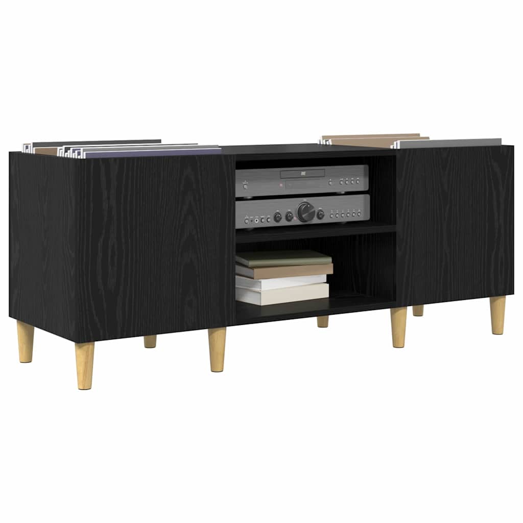 Plateskap Svart Eik 121 X 38 X 48 Cm Konstruert Tre