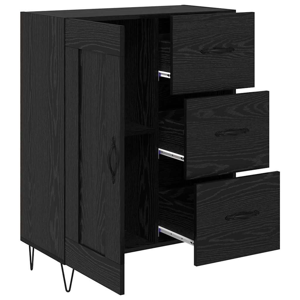 Med Skuff Svart Eik 69.5 X 34 X 90 Cm Konstruert Tre