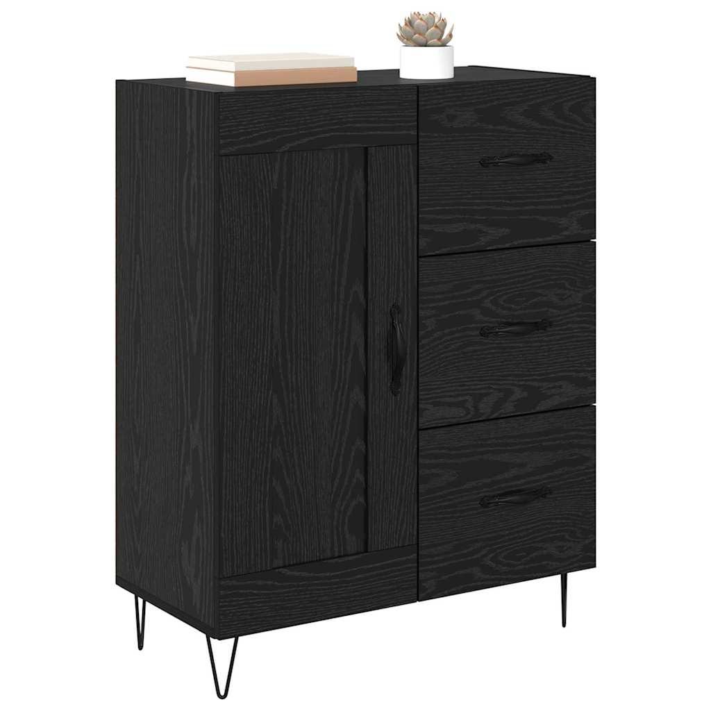 Med Skuff Svart Eik 69.5 X 34 X 90 Cm Konstruert Tre