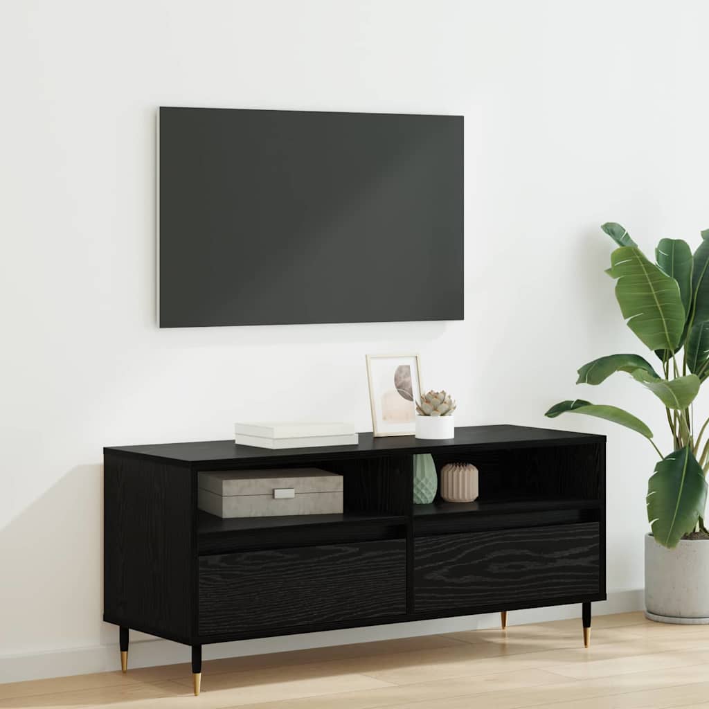 Tv-Skap Svart Eik 100 X 34,5 X 44,5 Cm Ingeniørtre Og Jern