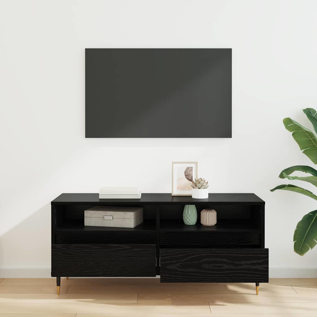 Tv-Skap Svart Eik 100 X 34,5 X 44,5 Cm Ingeniørtre Og Jern