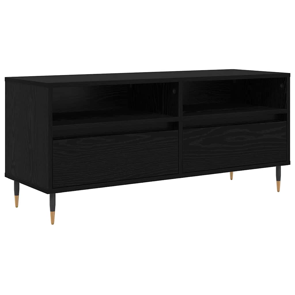 Tv-Skap Svart Eik 100 X 34,5 X 44,5 Cm Ingeniørtre Og Jern