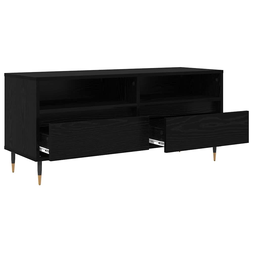 Tv-Skap Svart Eik 100 X 34,5 X 44,5 Cm Ingeniørtre Og Jern