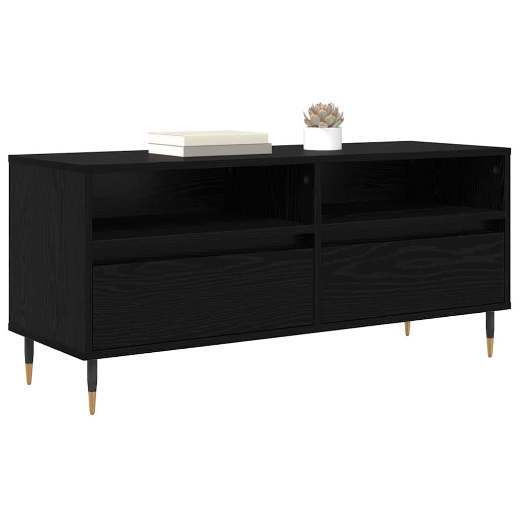 Tv-Skap Svart Eik 100 X 34,5 X 44,5 Cm Ingeniørtre Og Jern