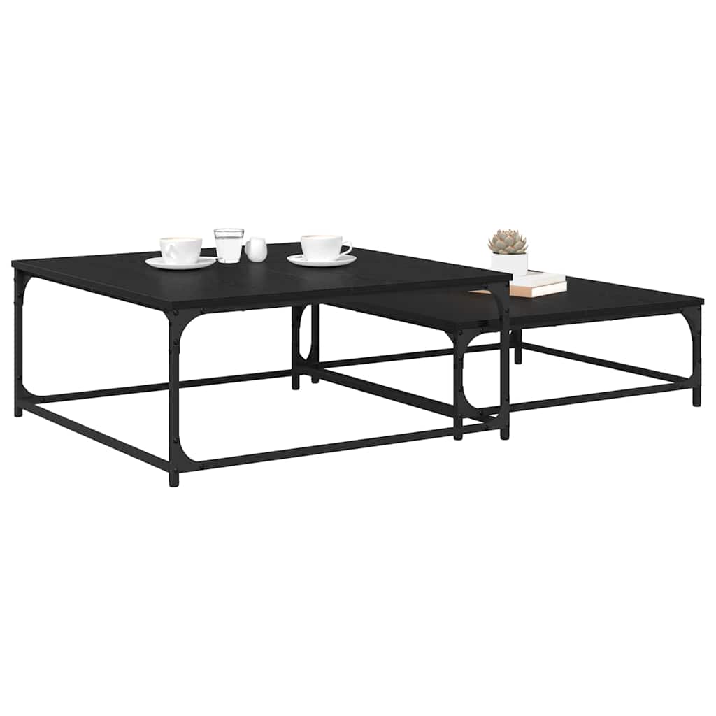 Kaffebord 2 Pcs Svart Eik Konstruert Tre