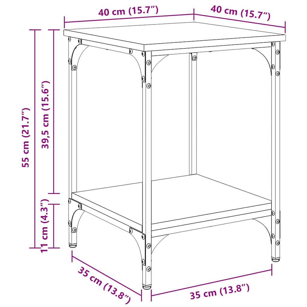 Kaffebord Svart Eik 40 X 40 X 55 Cm Konstruert Tre
