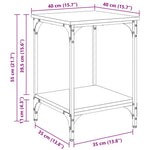 Kaffebord Svart Eik 40 X 40 X 55 Cm Konstruert Tre
