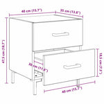 Nattbordskap Svart Eik 40 X 35 X 47,5 Cm Konstruert Tre