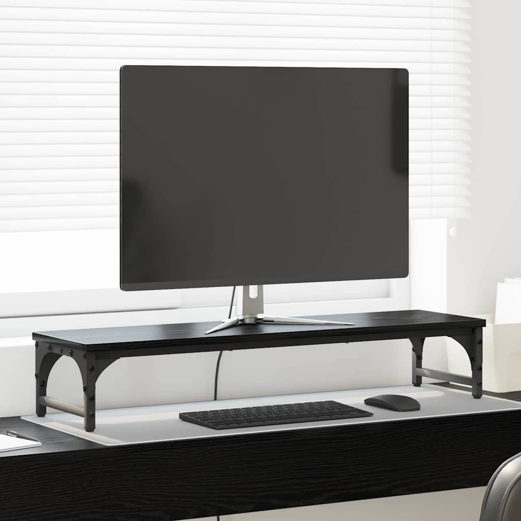 Skjerm Stativ Svart Eik 85 X 23 X 15,5 Cm Konstruert Tre