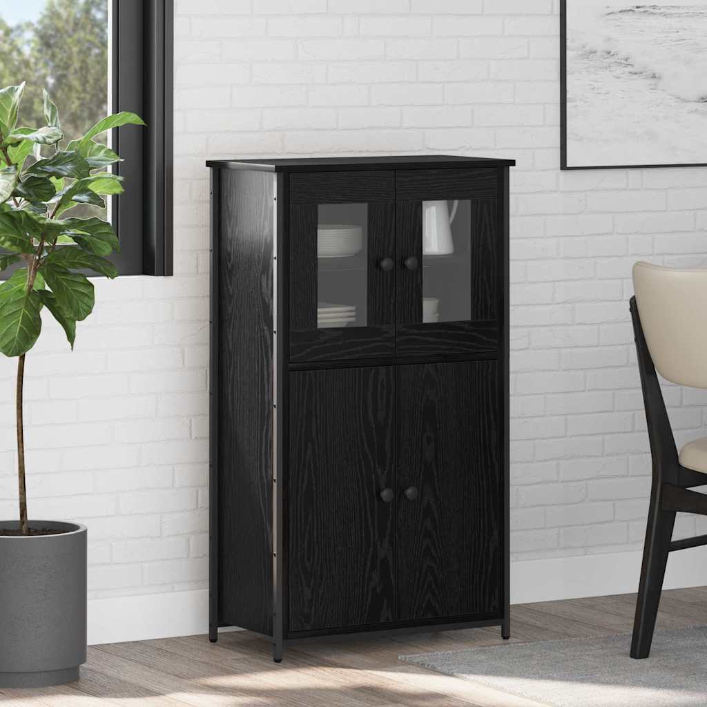 Høyskap Svart Eik 62 X 32 X 106,5 Cm Konstruert Tre