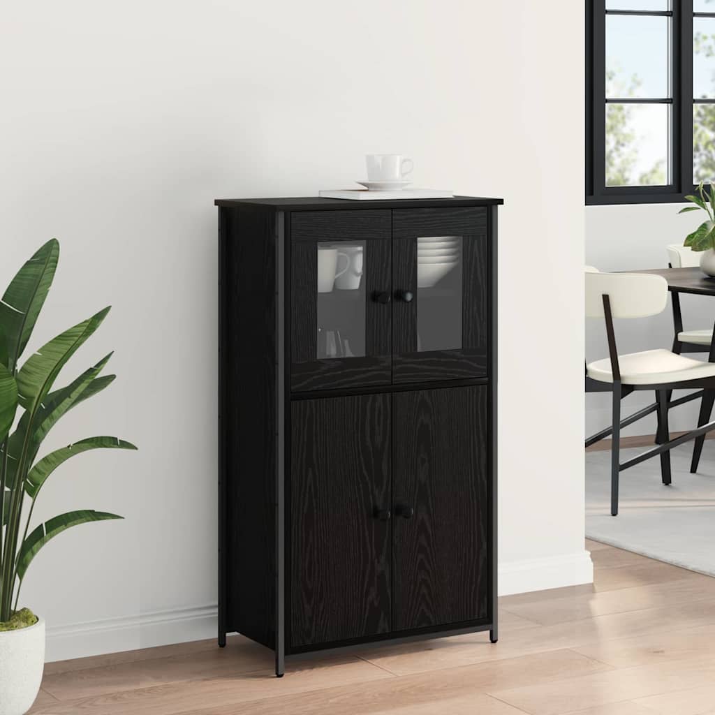 Høyskap Svart Eik 62 X 32 X 106,5 Cm Konstruert Tre