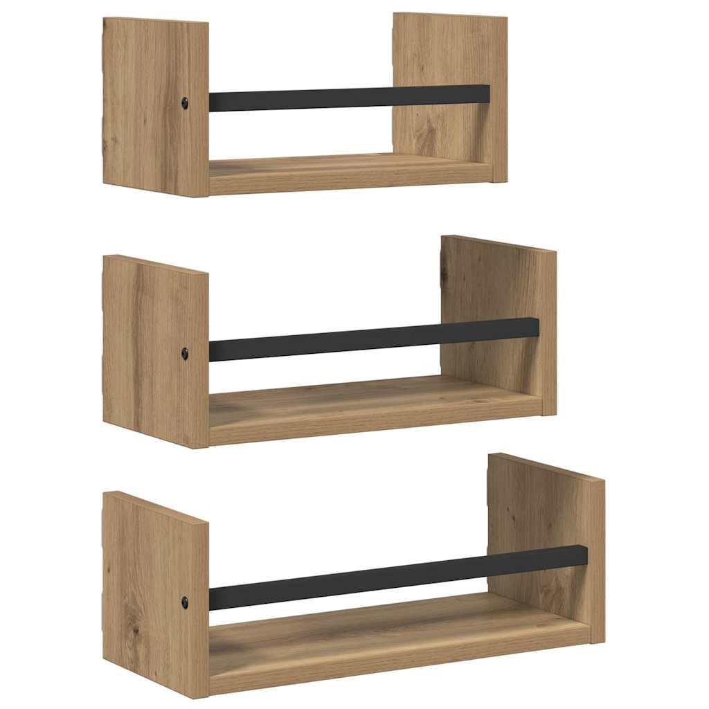 Vegghyllesett 3 Pcs Artisan Eik 40X16X14Cm Konstruert Tre