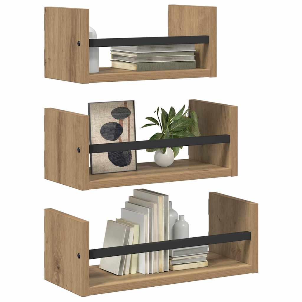 Vegghyllesett 3 Pcs Artisan Eik 40X16X14Cm Konstruert Tre