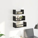 Vegghyllesett 3 Pcs Svart Eik 40X16X14Cm Konstruert Tre