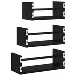 Vegghyllesett 3 Pcs Svart Eik 40X16X14Cm Konstruert Tre