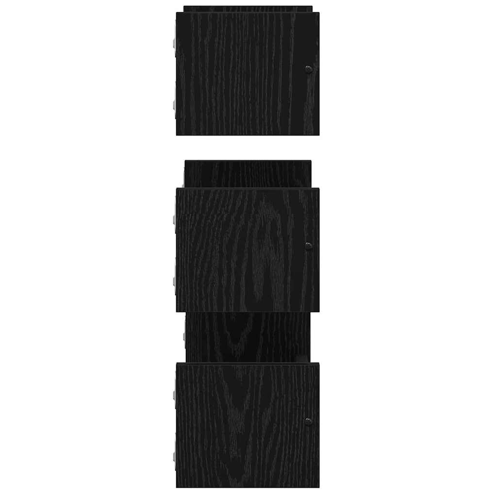 Vegghyllesett 3 Pcs Svart Eik 40X16X14Cm Konstruert Tre