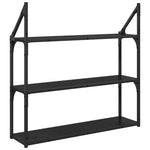 Vegghylle Med Hylle Svart Eik 80 X 21 X 78,5 Cm Konstruert Tre