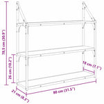 Vegghylle Med Hylle Svart Eik 80 X 21 X 78,5 Cm Konstruert Tre