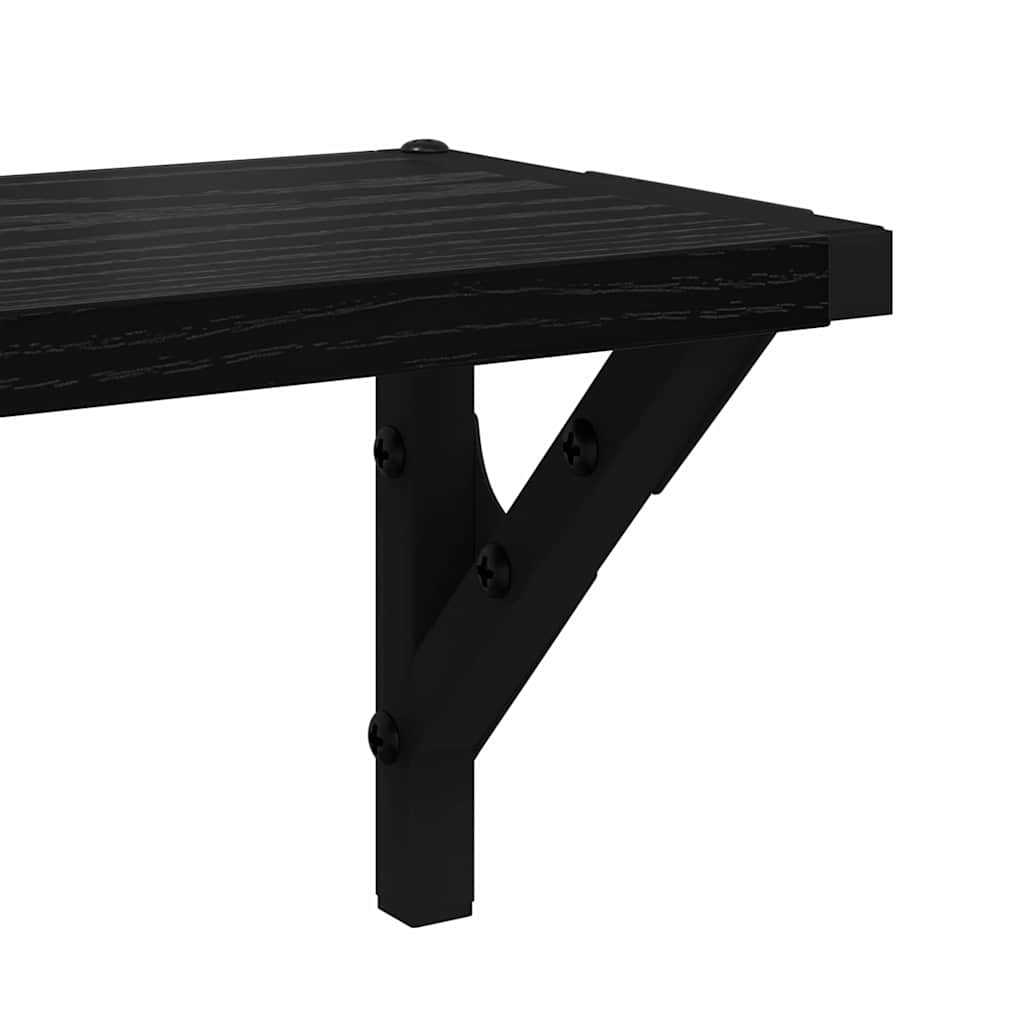 Vegghyller 2 Pcs Svart Eik 80 X 15 X 15,5 Cm Konstruert Tre