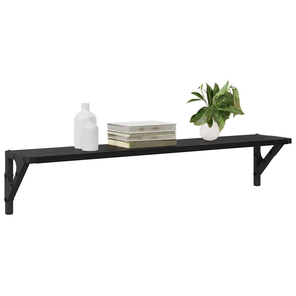 Vegghyller 2 Pcs Svart Eik 80 X 15 X 15,5 Cm Konstruert Tre