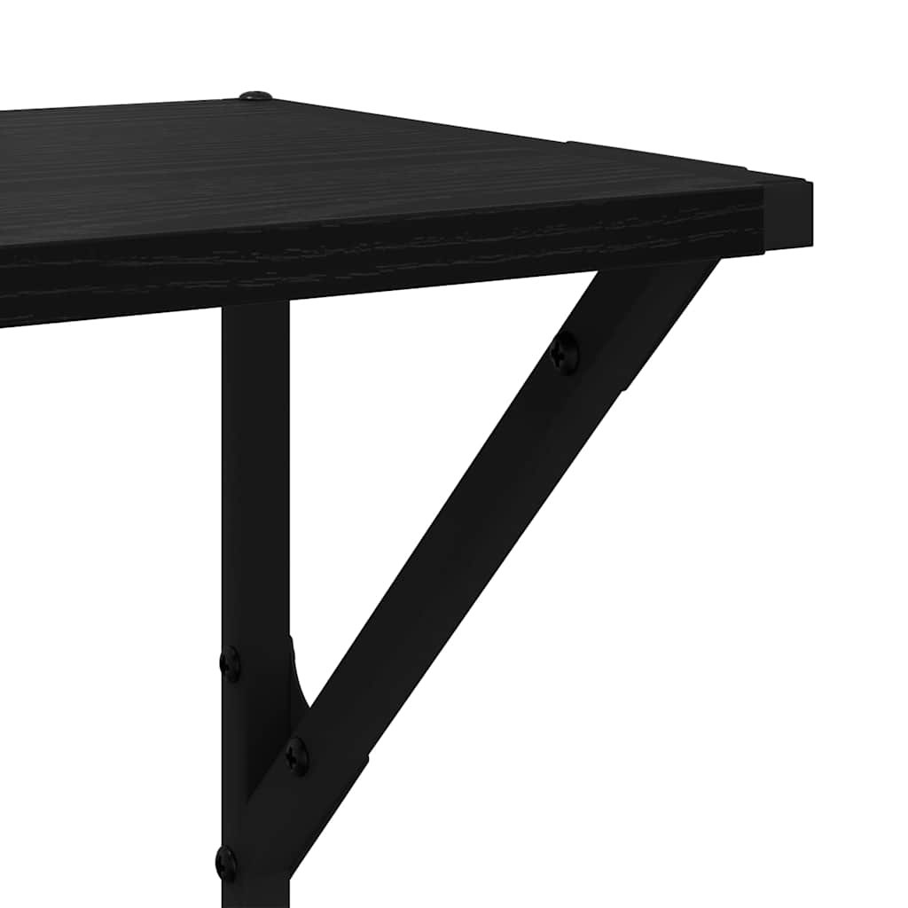Vegghyller 2 Pcs Svart Eik 80 X 25 X 25,5 Cm Konstruert Tre