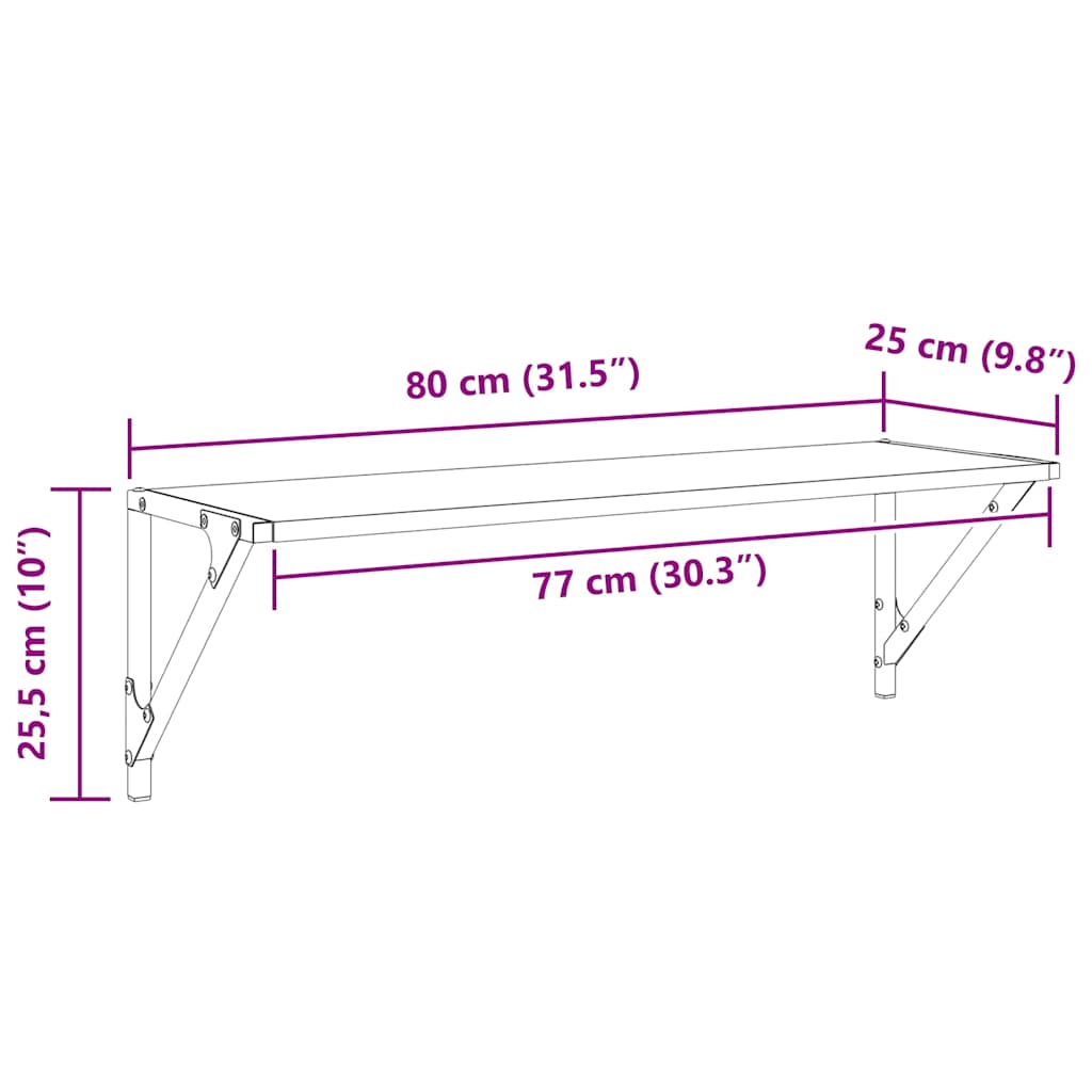 Vegghyller 2 Pcs Svart Eik 80 X 25 X 25,5 Cm Konstruert Tre