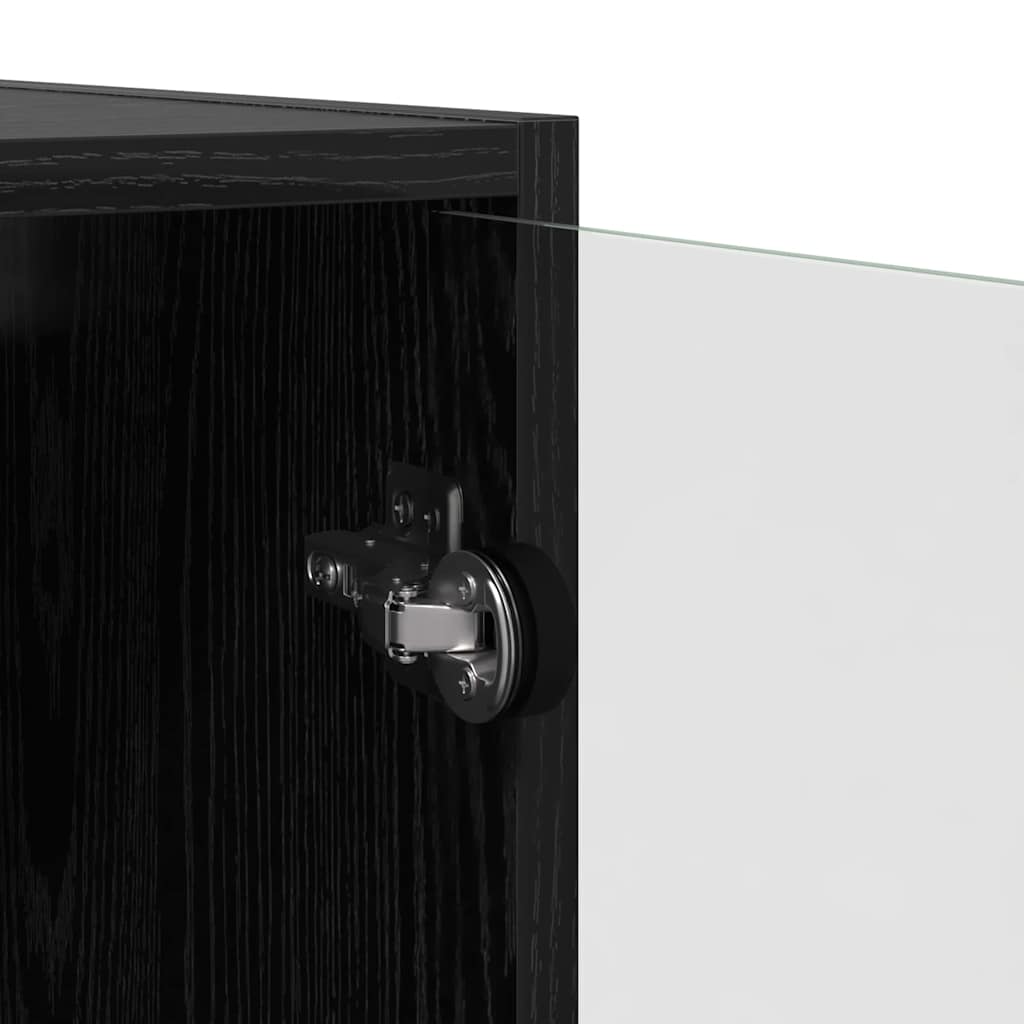Veggskap Veggmontert Svart Eik 102 X 37 X 35 Cm Konstruert Tre