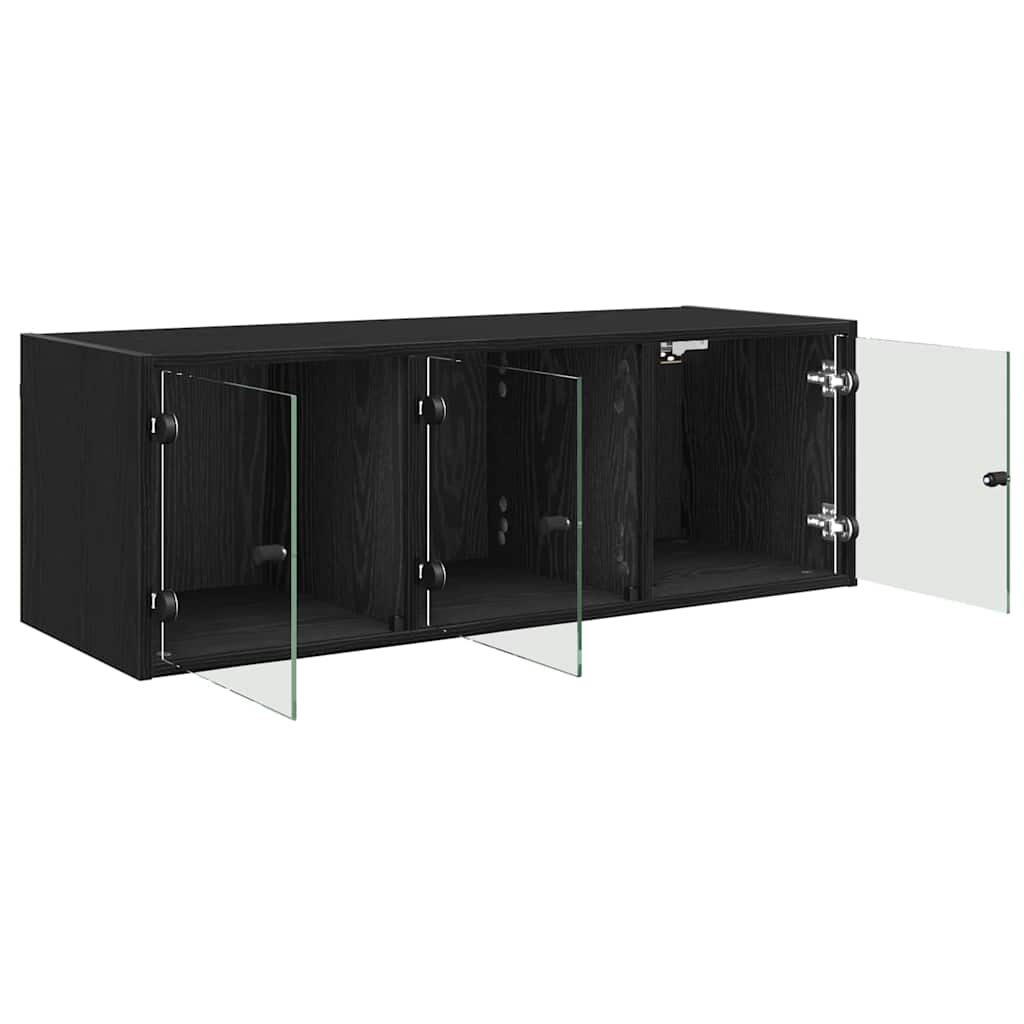 Veggskap Veggmontert Svart Eik 102 X 37 X 35 Cm Konstruert Tre