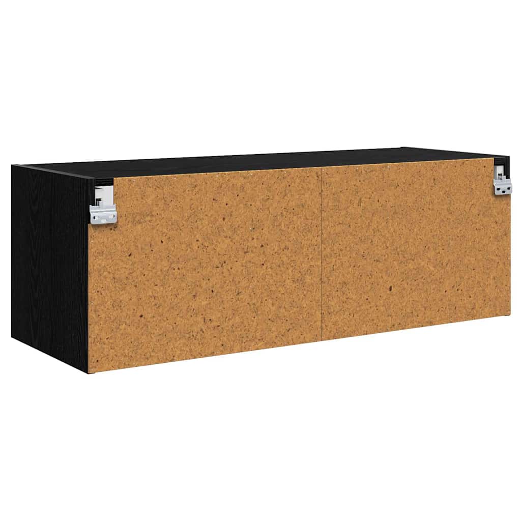 Veggskap Veggmontert Svart Eik 102 X 37 X 35 Cm Konstruert Tre
