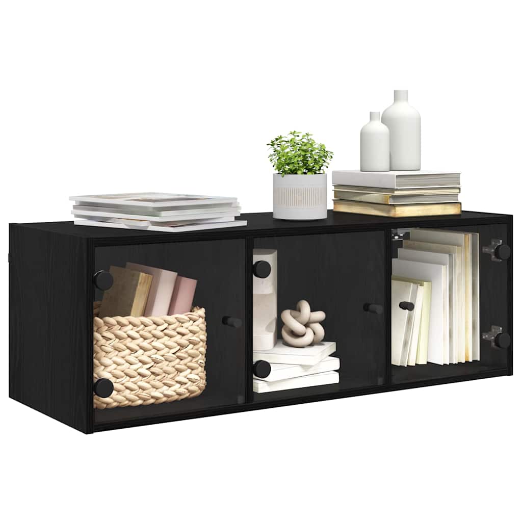 Veggskap Veggmontert Svart Eik 102 X 37 X 35 Cm Konstruert Tre